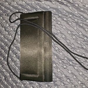 La Regale EUC black satin clutch/ crossbody